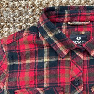 Dravus Womens Medium Long Sleeve Thick Knit Button Up Flannel Shirt Red
